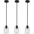 thumbnail image 1 of SHILIU-Black Pendant Lights Kitchen Island - Clear Glass Pendant Light Fixture Multiple Stems Rods 3 Units 12 Inch 3 Units 4 Inch (Black 3 Pack Stem Rod), 1 of 4