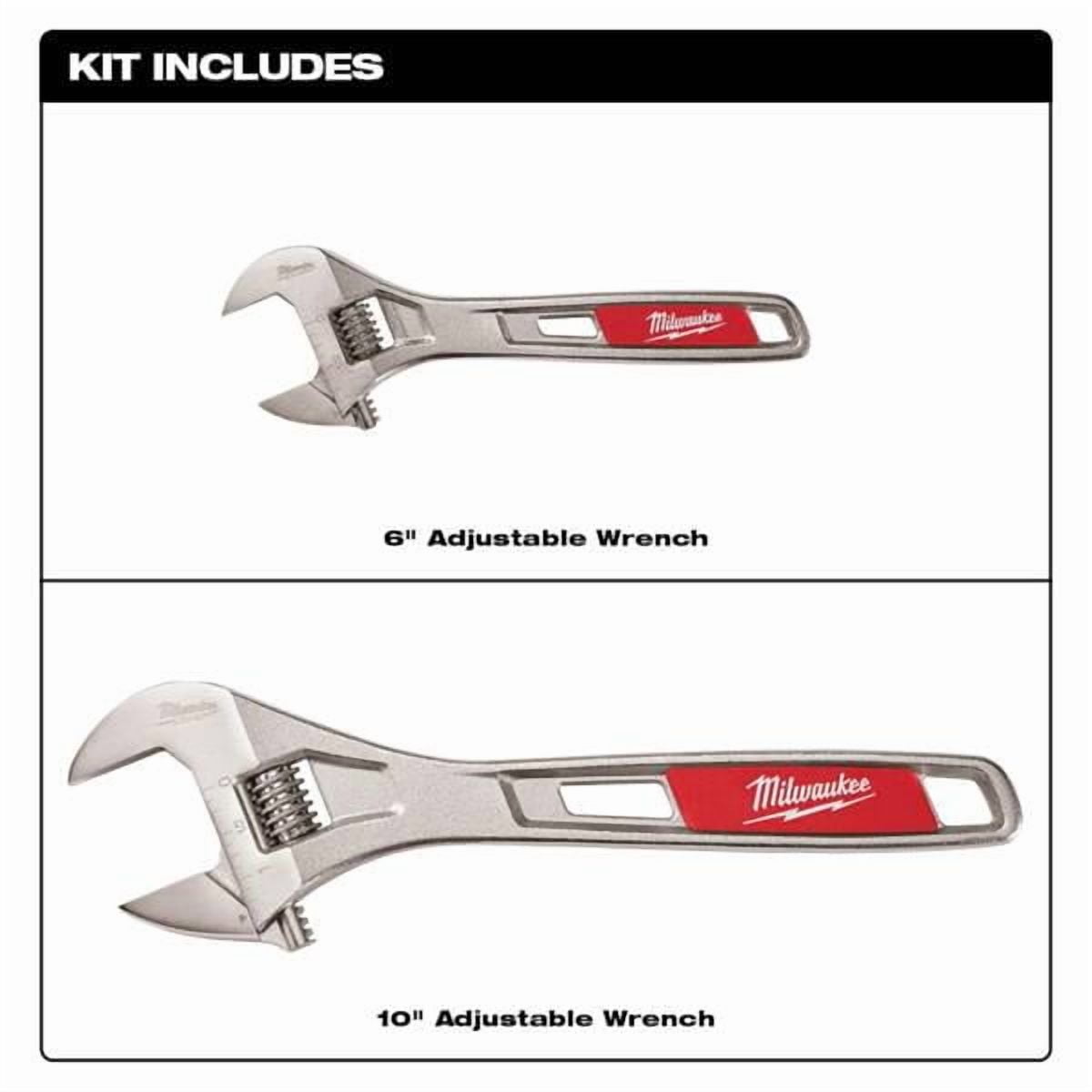 Milwaukee 2-Piece 6  and 10  Adjustable Wrench Set
