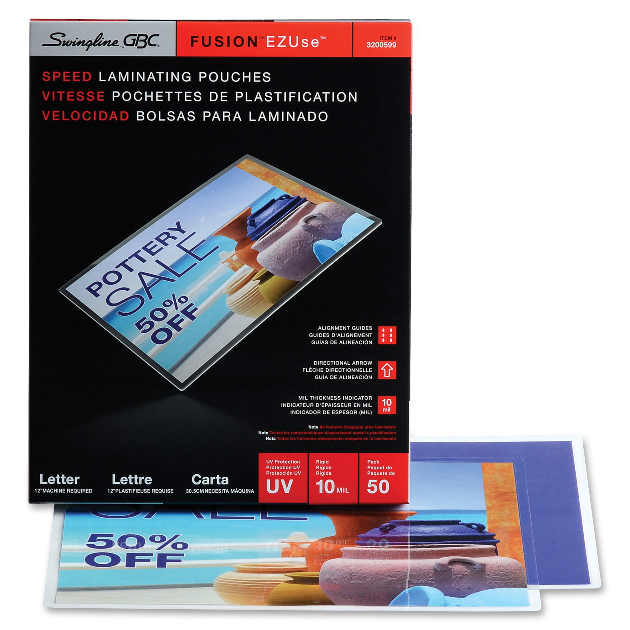 Gbc EZUse Thermal Laminating Speed Pouches Letter Size 10 Mil 50 pcs - Thermal
