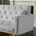 thumbnail image 4 of 73" Loveseat Sofa Bed, Velvet Convertible Folding Futon Sofa Bed with 2 Cushions, Button Tufted and Gold Metal Legs, Sleeper Sofa Couch for Small Spaces,Living Room, Bedroom, Home Office, Grey, 4 of 7