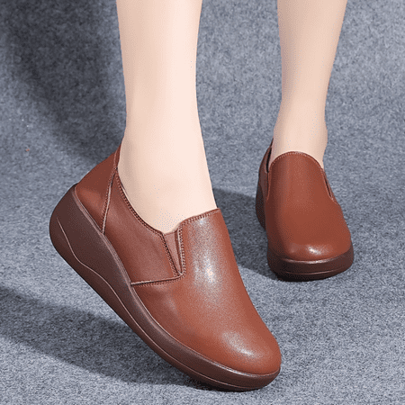 

SHZHRUKUNSHM Lightweight and Comfy Women‘s Sneakers: Stylish Solid Color Mid-Top All-Season Soft Sole Shoes with Easy Slip-On Design