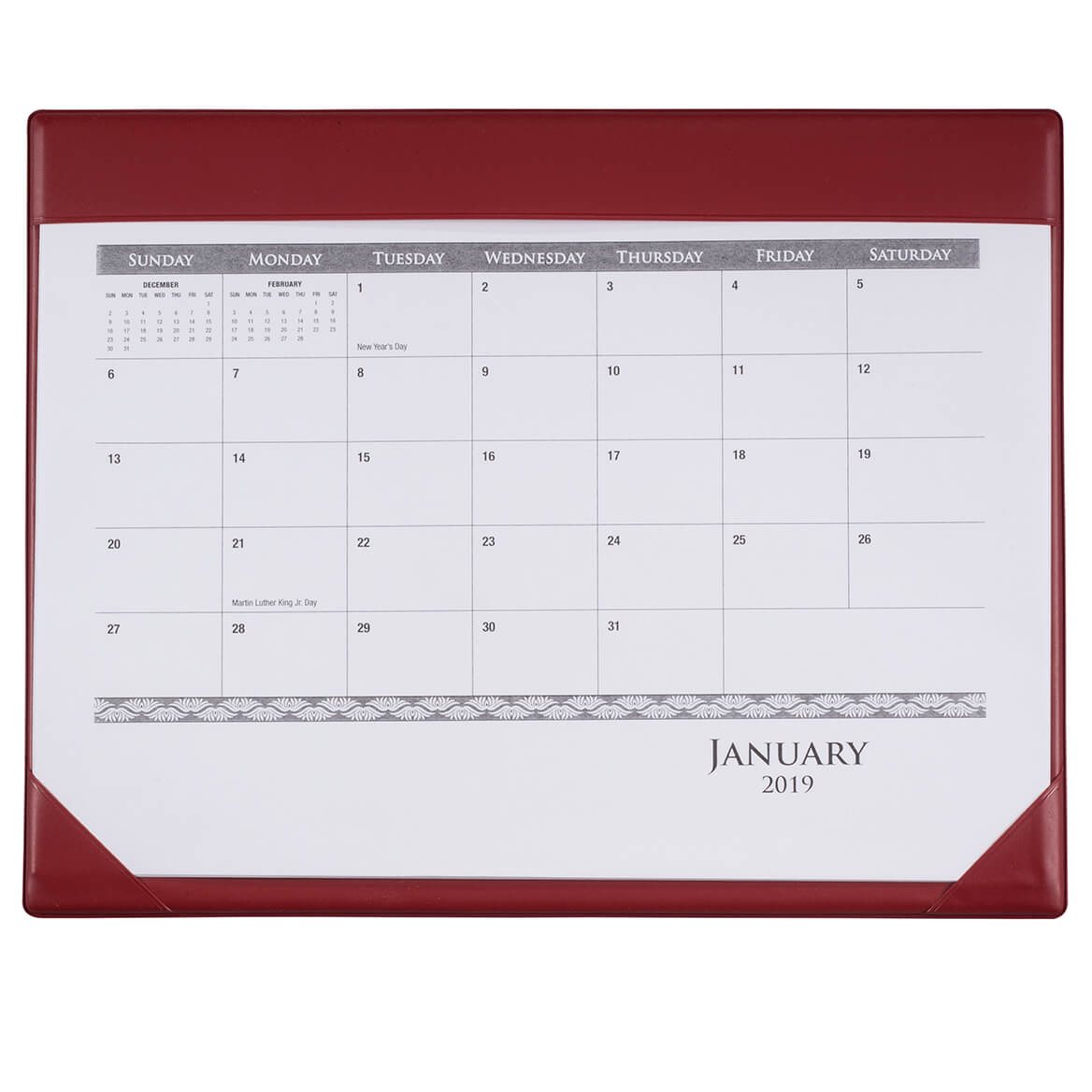 Desk Pad and Calendar, Burgundy - Walmart.com - Walmart.com