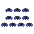 thumbnail image 1 of Conectores de aire de empuje para conectar Unique Bargains 35/64" 90 grados dos vías plástico 10 piezas azul negro, 1 of 1