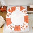 thumbnail image 5 of jejeloiu Ribbon Bow Knot Bed Sheets,Girls Orange Bowtie King Sheets,Modern Geometric Buffalo Sheet Set For Child,Ultra Soft Home Decor,4pcs, 5 of 7