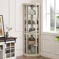 thumbnail image 3 of Lighted Curio Cabinet With Glass Doors In Classic Design, Adjustable Shelves For Living Room Display Showcase, 3 of 12