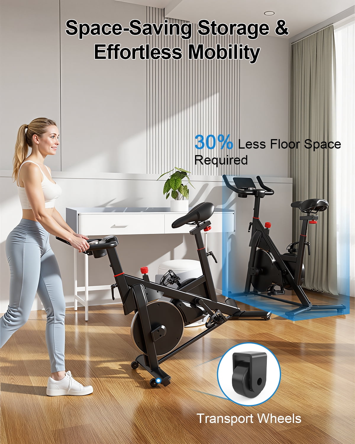 Superun Exercise Bike, Stationary Bikes for Home with Brake Pad, Low Noise  Bike with 300LBS Weight Capacity, Indoor Cycling for Home Gym with Pad Mount LCD Monitor and Cup Holder