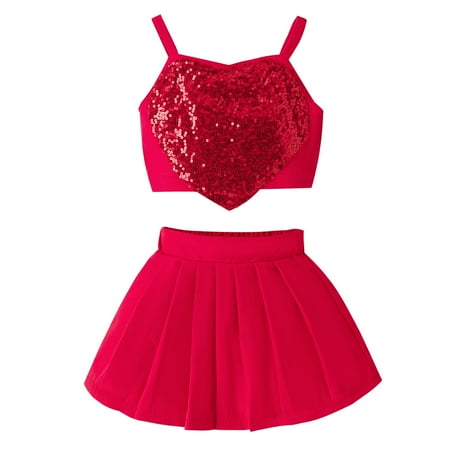 

Toddler Girls Valentine s Day Solid Sleeveless Sequin Love Vest Tops Skirts Outfits Baby Girls Clothing Baby Girl Outfits Girls Christmas Outfit