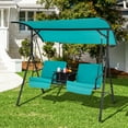thumbnail image 2 of Costway NP10493TU 2-Person Canopy Porch Swing Padded Chair Cooler Bag Rotatable Tray - Turquoise, 2 of 11