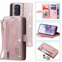 Dteck Case For Samsung S20 Plus 5G (6.7 inch) PU Leather 9 Card Holder Flip Magnetic Wallet Purse Case with Zipper Coin Cash Pocket Fold Stand Cover, rosegold