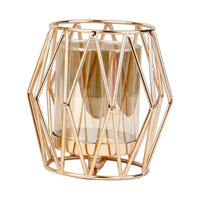 Candelabro romántico de hierro para velas de té, candelabro de flores para comedor C