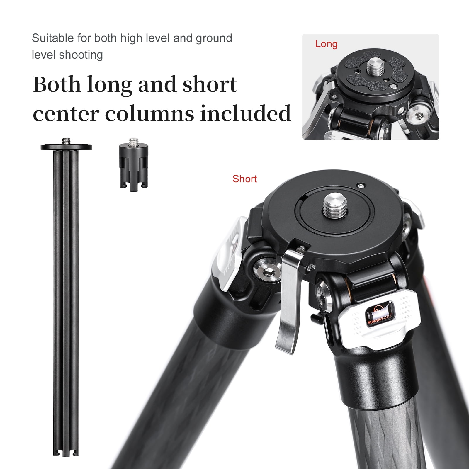 SUNWAYFOTO T2541CE Travel Tripod Carbon Fiber Compact Light Portable Professional Tripod Dslr Camera Waterproof,26.5lb Load