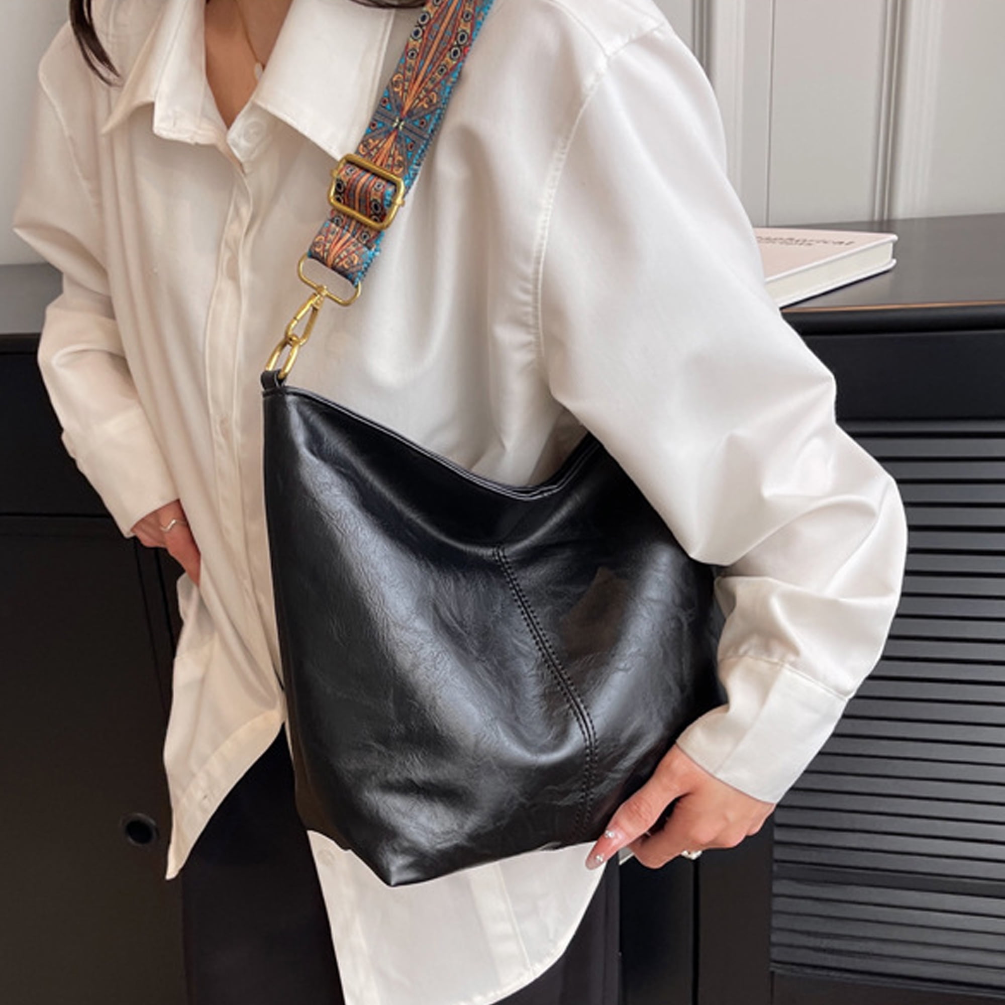 Hobo Bag for Women Crossbody Handbag Ladies Chic Shoulder Bags Black Purse