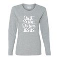 thumbnail image 2 of Wild Bobby Just A Girl Who Loves Jesus Inspirational/Christian Women Graphic Long Sleeve Tee, Heather Grey, Large, 2 of 5