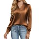 thumbnail image 4 of Ounisa Women's Blouses Dressy Casual Satin Silk Long Sleeve Shirts Business Casual Tops, 4 of 8