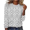 thumbnail image 2 of Honeeladyy Fashionable Women's Printed Round Neck Pullover Long Sleeved Casual Top Gift for Your Girlfriend Wife Mom (Gray,XL), 2 of 4