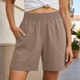 thumbnail image 2 of KHONTS Linen Shorts for Women Casual Summer High Waist Wide Leg Beach Vacation Shorts with Pockets Khaki XL, 2 of 6