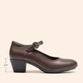 thumbnail image 2 of Zapatos Mary Jane para Mujer DREAM PAIRS Tacones Bajos y Gruesos Marrones, 2 of 8