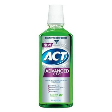 Act Advanced Care Plaque Guard Anti-Gingivitis Mouthwash, Clean Mint - 18 Oz