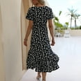 thumbnail image 6 of USSUMA Summer Dresses for Women Casual Floral Print Ruffle Wrap Flowy Boho Long Maxi Beach Party Sundresses Short Sleeve Plus Dresses V Neck Sun Dress Wedding Guest, 6 of 7