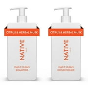 Native Daily Clean Shampoo & Conditioner Set, Citrus & Herbal Musk, Sulfate & Paraben Free, 16.5 oz