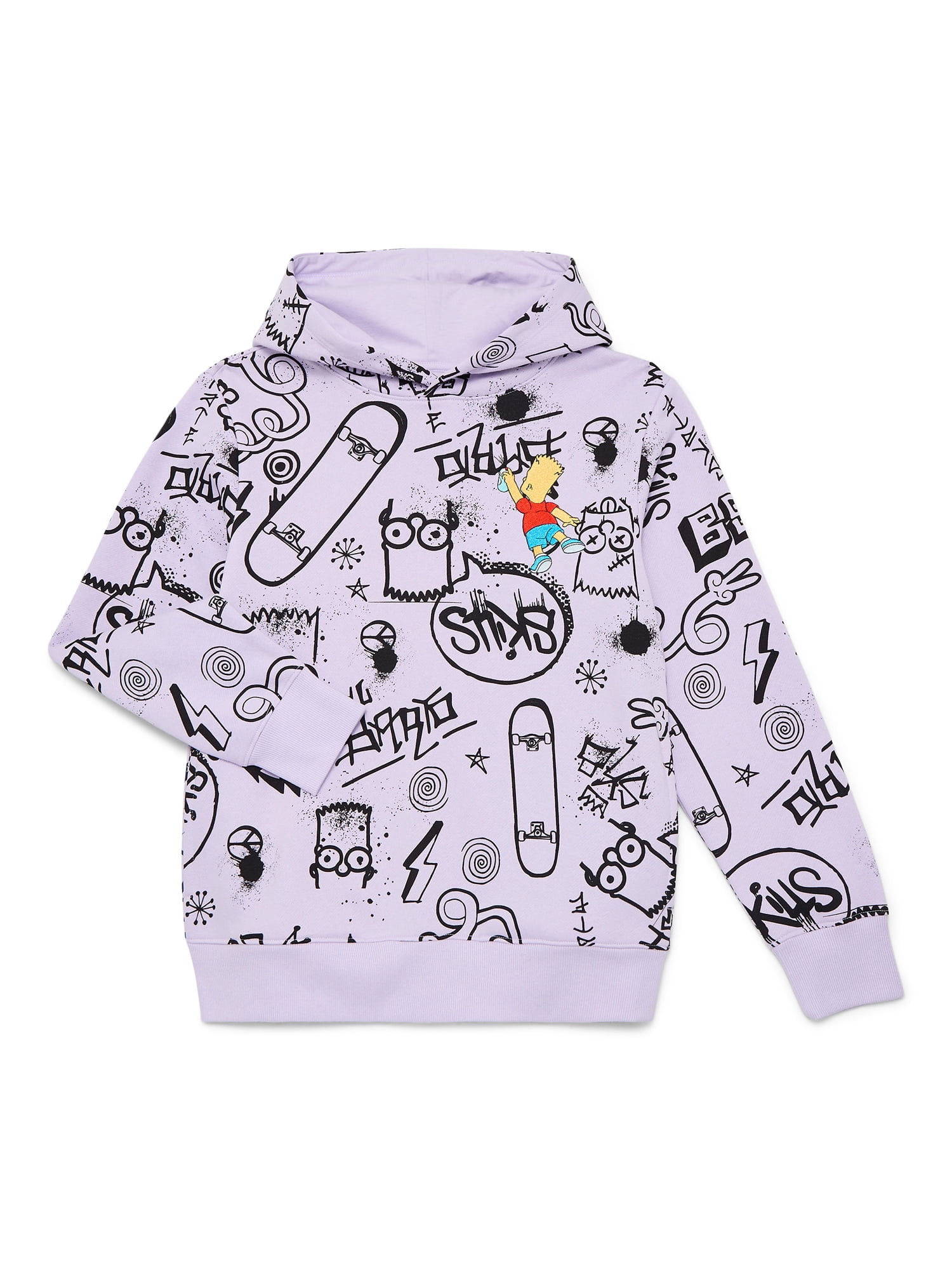 The Simpsons, Boys' & Big Boys' Graphic Hoodie, Bart Graffiti, Sizes 4-18