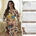thumbnail image 6 of Yuyamidu Highland Cow Button Down Nightgowns for Women Long Sleeve Night Gowns Brown Cow Print Pajama Dress House Dress Plus Size XL Butterfly Sleepshirts with Pockets, 6 of 7