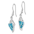 thumbnail image 2 of G & W Sterling Silver Rhodium-plated Created Blue Opal Seashell Dangle Earrings, 2 of 2