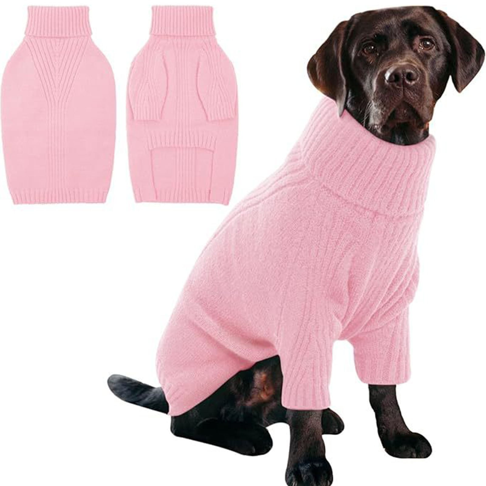 Qyaukm Dog Sweater,1Pc Thermal Knit Big Dog Sweater,Pet Turtleneck Doggy Sweatshirt for Extra Large Dogs Boy Girl,Stretchy Large Dogs Cold Weather Outfit Pitbull Clothes, Black L