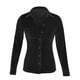 thumbnail image 3 of ICHUANYI Clearance Fashion Women's Winter Velvet Long Sleeve Button Pocket Casual Shirt Top(Black, L) ICHUANYI WER2023081117026, 3 of 3