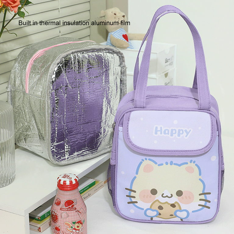 Thermal Lunch Bag with Flower,Lunch Bag,Tote with Smooth Zipper