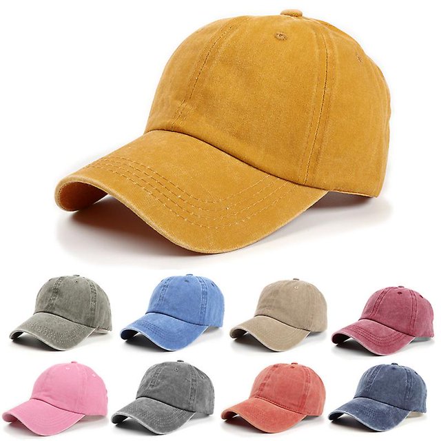 Vintage Washed Adjustable Cotton Baseball Cap For Men And Women, Unstructured Low Profile Plain Classic