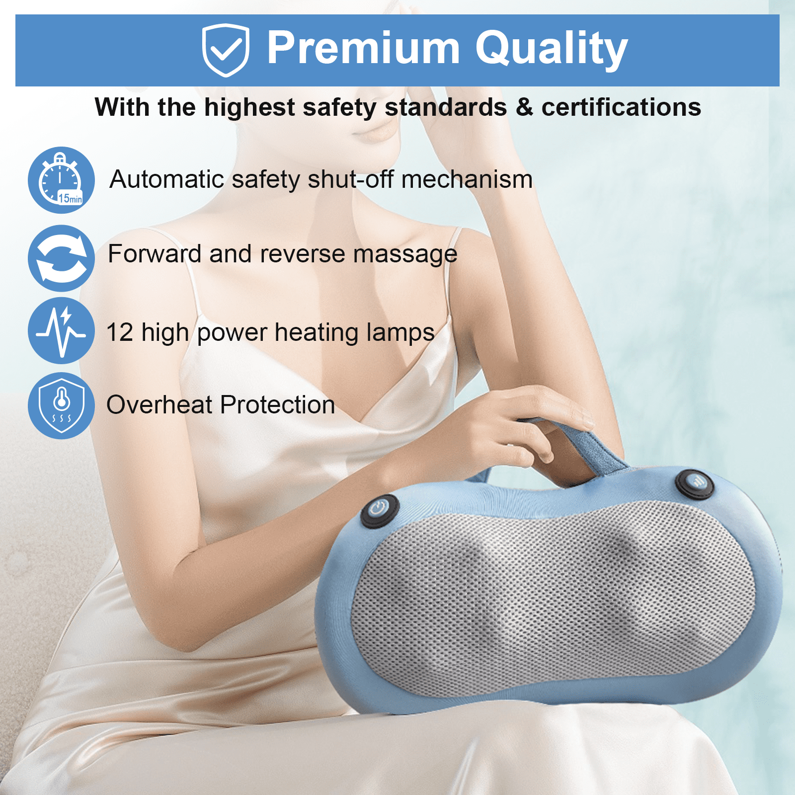 Ifgoooo Neck Massager,Back Massager with Heat,Shoulder Deep Tissue Massager,3D Deep Kneading Massage Pillow,Husband/Men Valentines Day Gifts for Her/Boyfriend/Him/Women