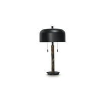 Signature Design by Ashley Alanbert Metal Table Lamp, Brown Marble & Black Metal, Dome Shade, 22" Tall