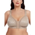 thumbnail image 2 of Deyllo Women Plus Size Minimizer Bras Front Closure Full Coverage Bras No Underwire Unlined Comfort Brown Bras Clothes Size 44DD, 2 of 4