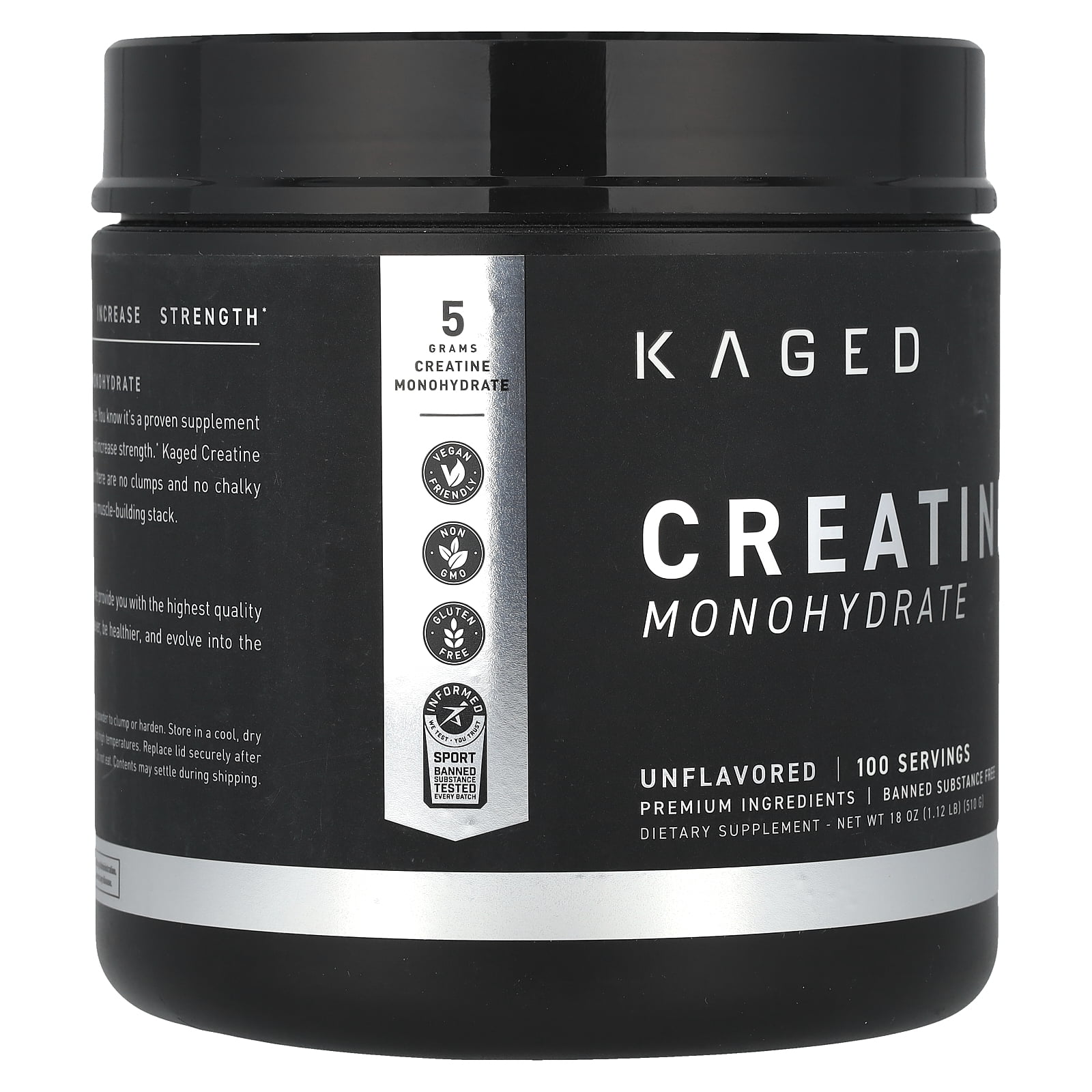 Kaged Creatine Monohydrate, Unflavored, 1.12 lb (510 g)