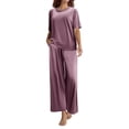 thumbnail image 5 of CQXIDFH Pajamas for Women Set Plus Size Sleepwear Set with Built-in Support Short Sleeve Top with Long Pants Loose Fit Lounge Sets Sleepwear, 5 of 9