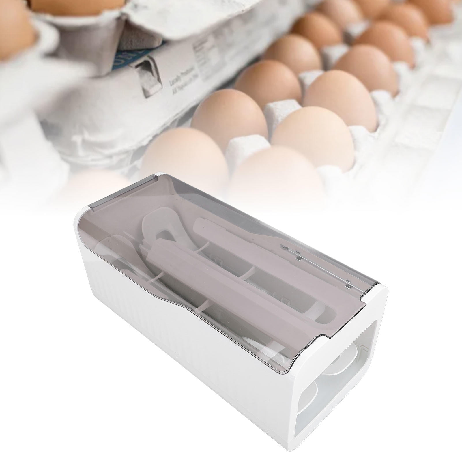 YAHHU Rolling Egg Holder Refrigerator Dispenser Organizer Space Saving Auto Rolling Tray Rack For Kitchen Fridge Pantry Countertop Food Grade PP Storage Container 12.6 inches / 32 cm