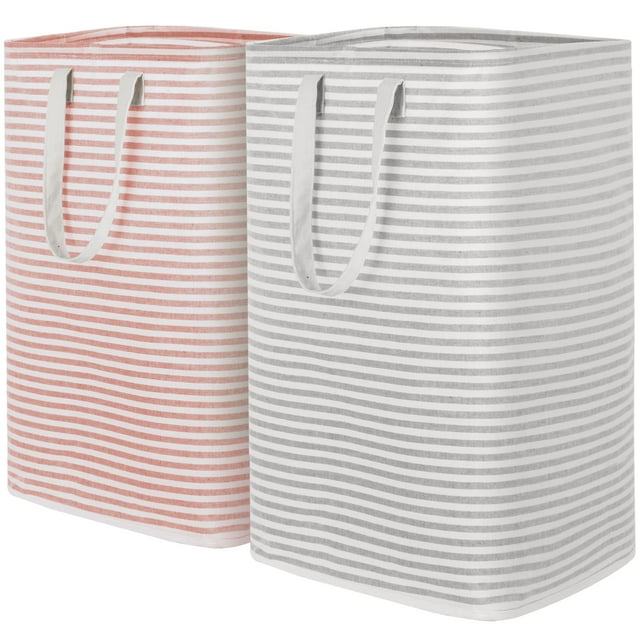Cesto de ropa Lifewit, grande, plegable, 80 L, paquete de 2, gris y rosa
