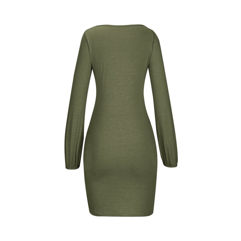 knee length dresses for ladies Backless long sleeve 2 pockets A-line mini dress. – GoSobiShop Boutique