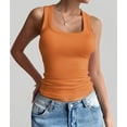 thumbnail image 5 of Summer Womens Tank Tops Square Neck Fitted Sleeveless Shirts for Women Ribbed Basic Top Orange M, 5 of 8