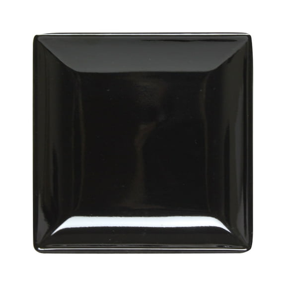 Excellante Classic Black Extra Heavy Weight Melamine Dinnerware Collection 4 1/2" Square Plate, 1/2" Deep, Comes in Dozen