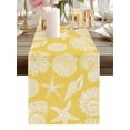 thumbnail image 6 of Burlap Table Runner 60 Inches Long, Yellow Ocean Starfish Shells Non-Slip Kitchen Table Runners for Dining Room Everyday Use Party Table Decorations Abstract Conches Corals, 6 of 9