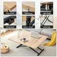 thumbnail image 6 of Gzxs Foldable Dining Table, 4 in 1 Multi-Function Wooden Lift Coffee Table Convertible to Dining Table for Small Space, Adjustable Transforming Table with Black Metal Legs, Space Saving (Natural), 6 of 10