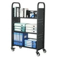 thumbnail image 6 of VEVOR Rolling Library Book Cart, 330 lbs Capacity, 30.3 x 15 x 48.0-Inch Library Cart, Single Sided L-Shaped Shelves with 3-Inch Lockable Wheels, Book Truck for Home Shelves Office and School, Black, 6 of 9