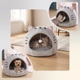 thumbnail image 3 of Cute Cat Ear 2-in-1 Pet Bed Cave, Semi-Enclosed Cat Tent Bed with Hanging Ball, Warm Cozy Kitten House for All Seasons, Foldable Convertible Pet Nest for Cats Small Dogs Puppies, 3 of 7