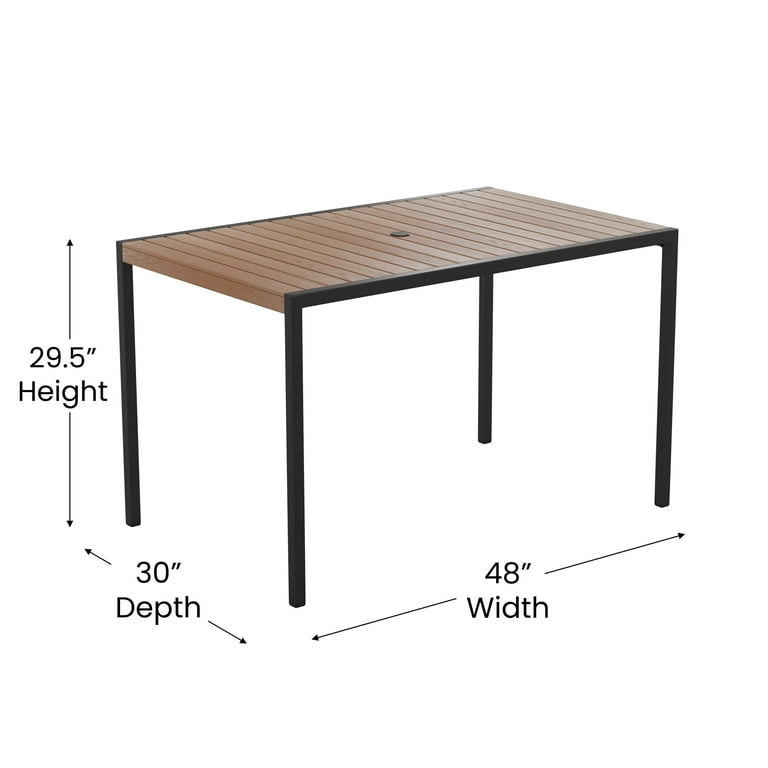 Teak patio table with umbrella hole discount