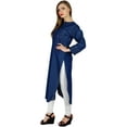 thumbnail image 5 of Bimba Women Button Down Denim Blue Kurta Kurti Long Sleeves Casual Tunic Blouse, 5 of 9