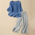thumbnail image 2 of Womens linen 2 Piece Outfits Cotton Sets For Women 2 Piece Cotton Gauze Loungewear Sets Summer Work Outfits For Women Vacation Clothes Boho Two Piece Sets For Women Linen Beach Travel Set, 2 of 8