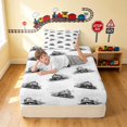 thumbnail image 3 of Erosebridal Train Twin Fitted Sheet, Railroad Bedding, Gray Pattern 2pcs 1 Fitted Sheet and 1 Pillowcase, 3 of 6