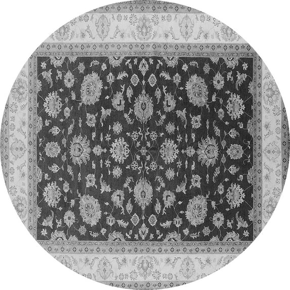 Ahgly Company Indoor Round Oriental Gray Traditional Area Rugs, 8' Round